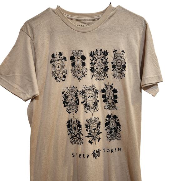 Sleep Token Beige Short Sleeve Even In Arcadia Ten Crests Band T-Shirt Medium - Picture 3 of 6